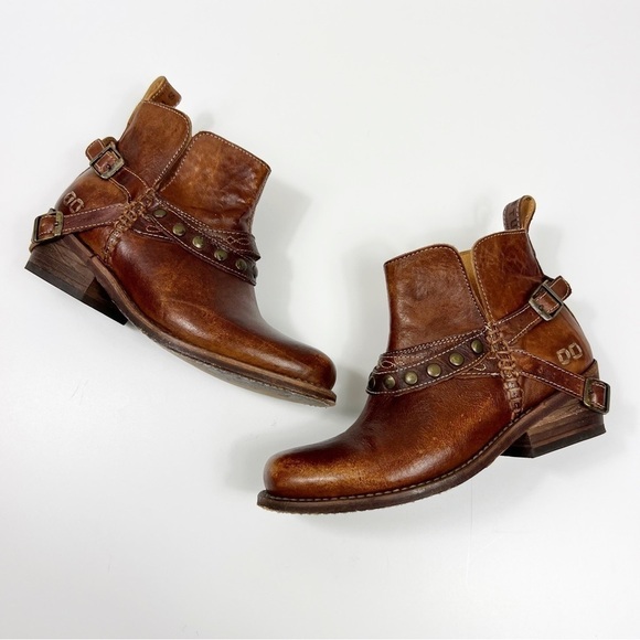 Bed Stu Germinate Boots Studded Ankle Booties Western Tan Boho Size 6 - Picture 1 of 7